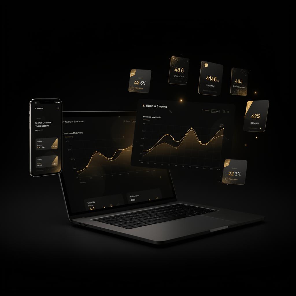 Website and analytics dashboard mockup